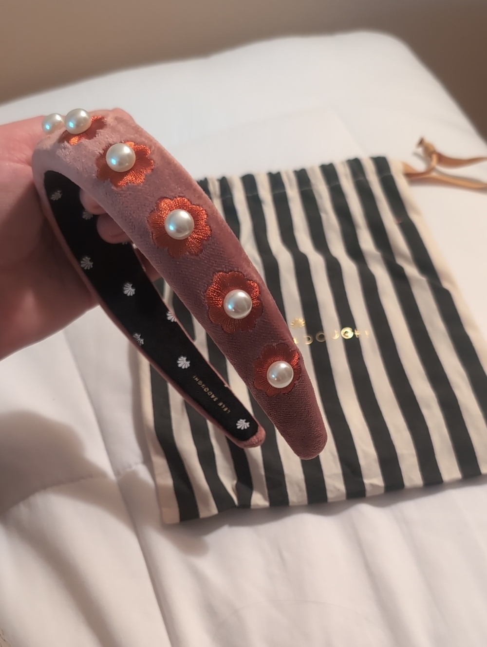 Lele Sadougi - Alice Floral Embellished Velvet Headband